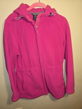 Lands' End Bright Pink Fleece Hooded Jacket